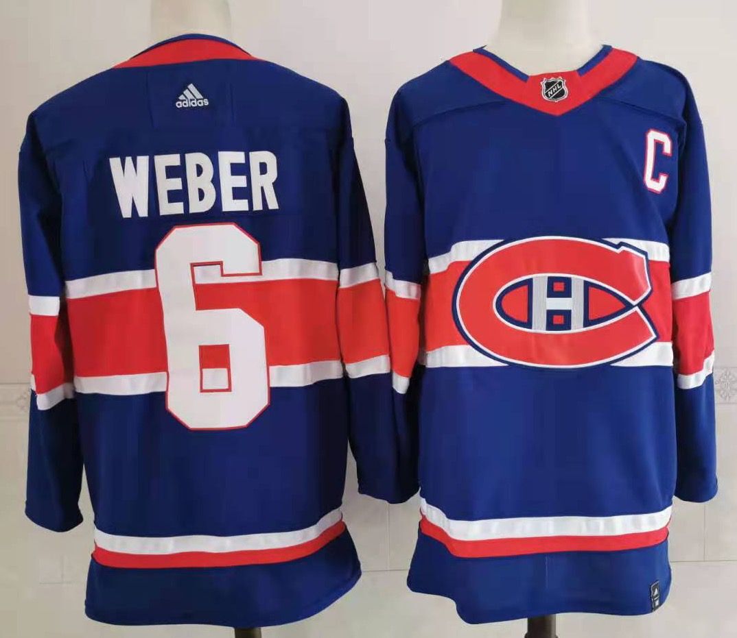 Men Montreal Canadiens #6 Weber Blue Throwback Authentic Stitched 2020 Adidias NHL Jersey->montreal canadiens->NHL Jersey